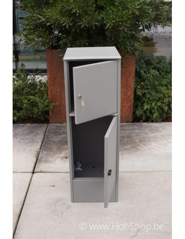 Pilast met pakketvak - Larob pakketbus aluminium