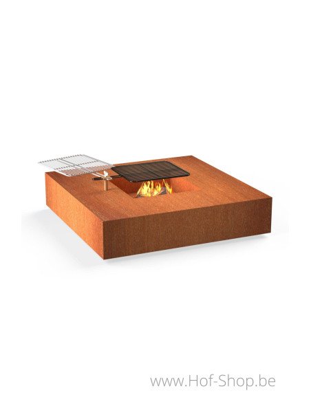Fire Table avec grill 120 x 120 x 28 cm - acier corten