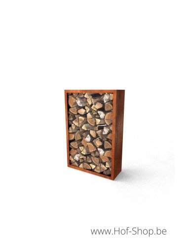 Egura 100 x 38,5 x 150 cm - Rack à Buches en acier Corten Geroba