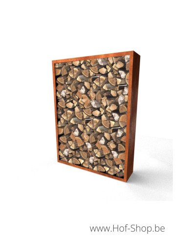 Egura 150 x 38,5 x 200 cm - Rack à Buches en acier Corten Geroba
