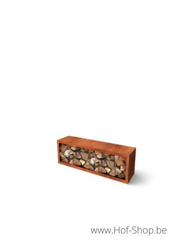 Egura 150 x 38,5 x 50 cm - Rack à Buches en acier Corten Geroba