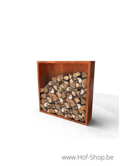 Egura 150 x 38,5 x 150 cm - Houtopslag Geroba in cortenstaal