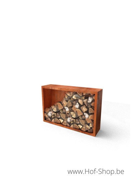 Egura 150 x 38,5 x 100 cm - Rack à Buches en acier Corten Geroba