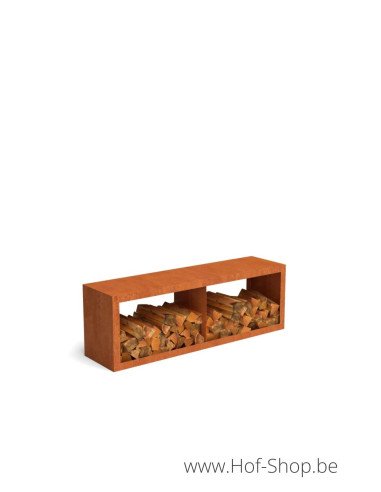 Egura Dividi 150 x 38,5 x 50 cm - Rack à Buches en acier Corten Geroba