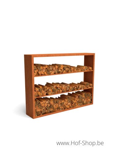 Egura Dividi 200 x 38,5 x 150 cm - Rack à Buches en acier Corten Geroba