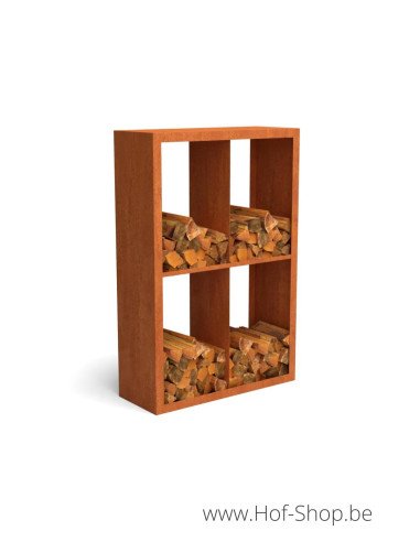 Egura Dividi 100 x 38,5 x 150 cm - Rack à Buches en acier Corten Geroba