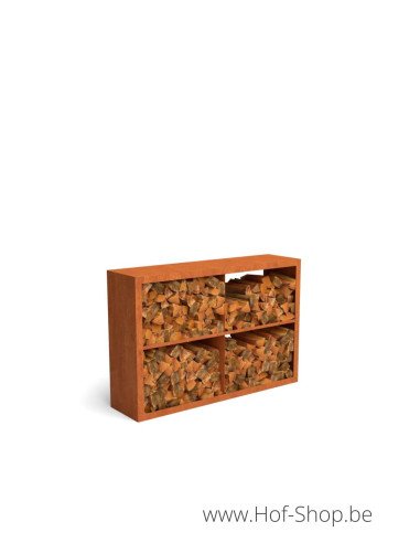 Egura Dividi 150 x 38,5 x 100 cm - Rack à Buches en acier Corten Geroba