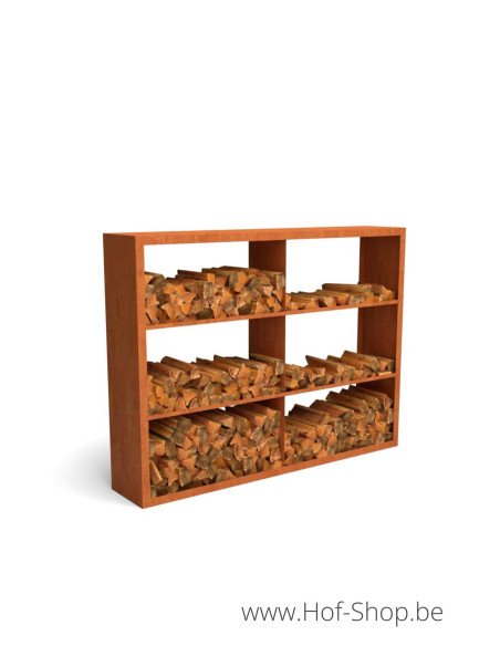 Egura Dividi 200 x 38,5 x 150 cm - Rack à Buches en acier Corten Geroba