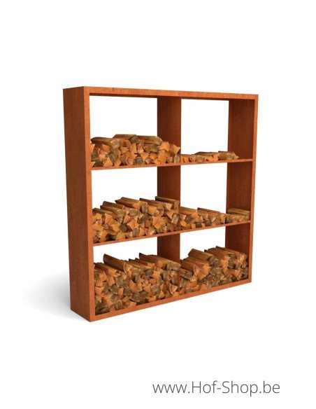 Egura Dividi 200 x 38,5 x 200 cm - Rack à Buches en acier Corten Geroba