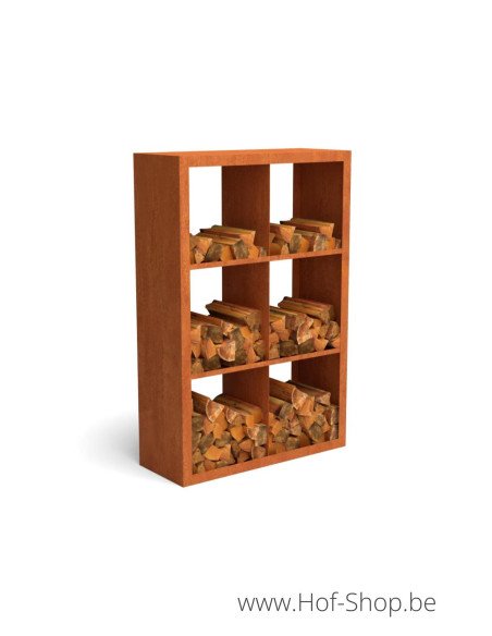 Egura Dividi 100 x 38,5 x 150 cm - Rack à Buches en acier Corten Geroba