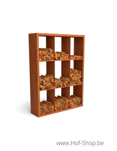 Egura Dividi 150 x 38,5 x 200 cm - Rack à Buches en acier Corten Geroba