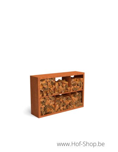 Egura Dividi 150 x 38,5 x 100 cm - Rack à Buches en acier Corten Geroba