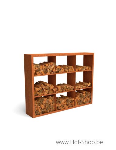 Egura Dividi 200 x 38,5 x 150 cm - Rack à Buches en acier Corten Geroba  (EGURADC93)