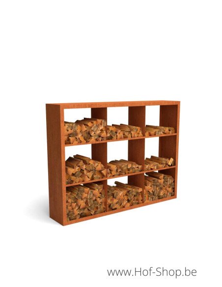 Egura Dividi 200 x 38,5 x 150 cm - Rack à Buches en acier Corten Geroba  (EGURADC93)
