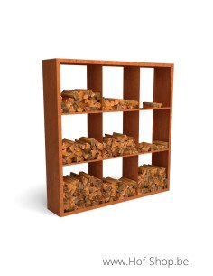Egura Dividi 200 x 38,5 x 200 cm - Rack à Buches en acier Corten Geroba