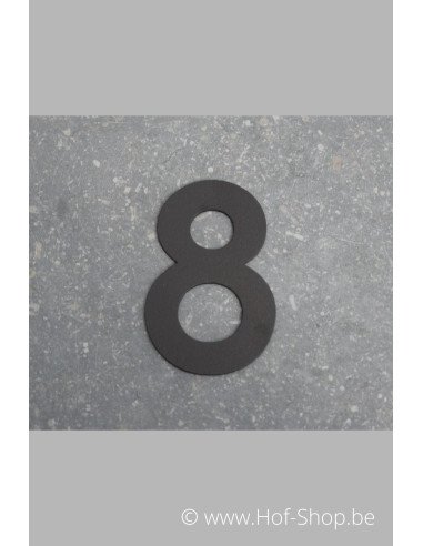 Numéro 8 - aluminium noir de 8 cm de haut (numéro de maison 'fuji' KatoDesign)