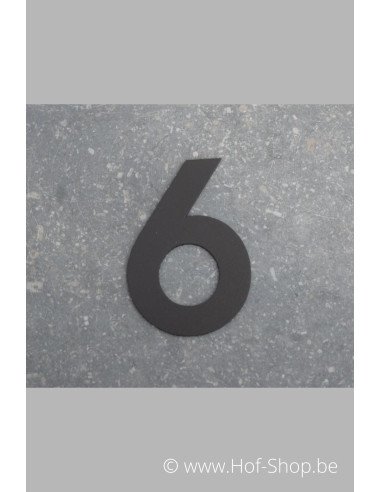 Numéro 6 - aluminium noir de 8 cm de haut (numéro de maison 'fuji' KatoDesign)