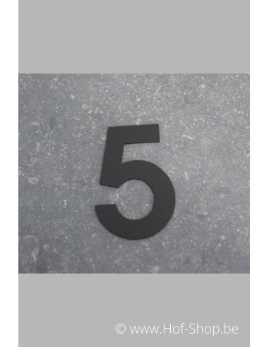 Numéro 5 - aluminium noir de 8 cm de haut (numéro de maison 'fuji' KatoDesign)