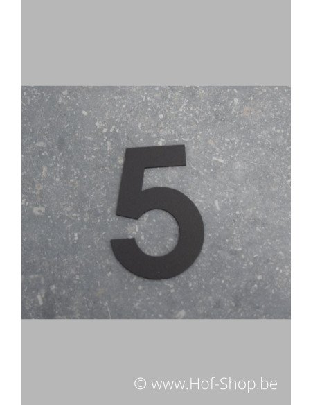 Numéro 5 - aluminium noir de 8 cm de haut (numéro de maison 'fuji' KatoDesign)