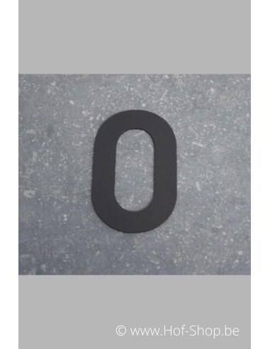 Numéro 0 - aluminium noir de 8 cm de haut (numéro de maison 'fuji' KatoDesign)