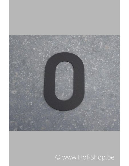 Numéro 0 - aluminium noir de 8 cm de haut (numéro de maison 'fuji' KatoDesign)