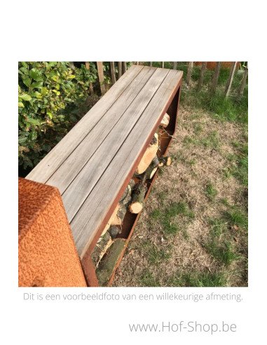 Egura 150 x 38,5 x 50 cm - Rack à Buches avec canapé en acier Corten Geroba (EGURAHC1)