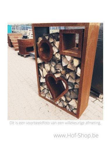 Egura fenêtre 35 x 35 x 38 cm - Rack à Buches accessoire en acier Corten Geroba (EGURASPC3)
