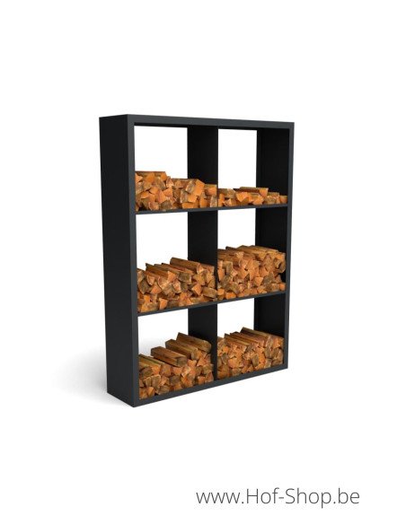 Beltza Dividi 150 x 38,5 x 200 cm - Rack à Buches noir