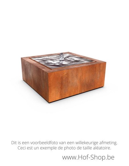 Taula Quadra 120 x 120 x 40 cm - Table d'eau Geroba en Acier Corten Cascadi