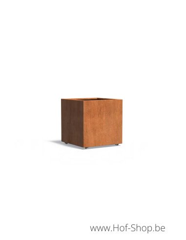 Carrez sur roulettes 80 x 80 x 80 cm - Jardinière Adezz en acier Corten