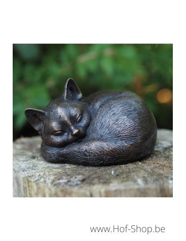 Slapende poes - bronzen beeld (AN1228BR-B)