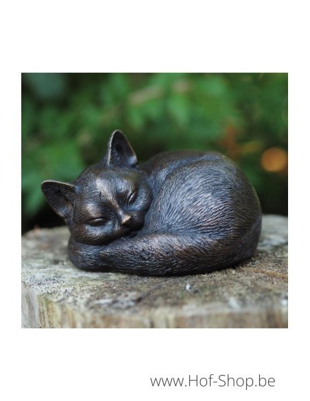 Slapende poes - bronzen beeld (AN1228BR-B)