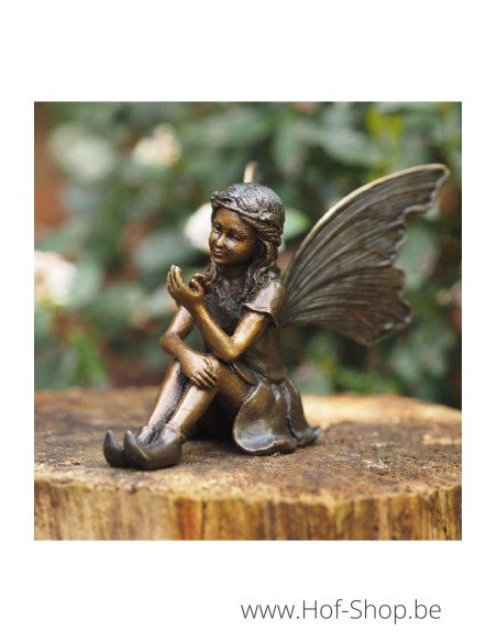 Elfe assise avec papillon - statue en bronze (AN1252BR-B)