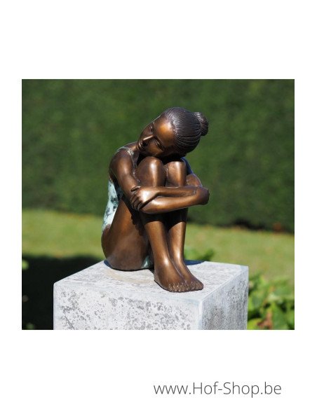 Fille assise - statue en bronze (AN1380BR-B)