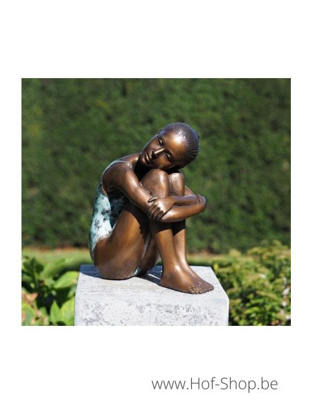Fille assise - statue en bronze (AN1380BR-B)