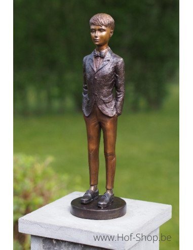 Petit garçon debout - sculpture en bronze (AN1312BR-B)