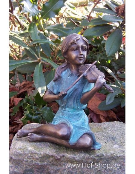 Fille jouant du violon - sculpture en bronze (AN1500BRW-V)