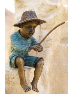 Vissertje fontein - bronzen beeld (AN1819BRW-V-F)