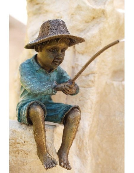 Vissertje fontein - bronzen beeld (AN1819BRW-V-F)