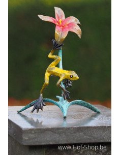 Grenouille sur une fleur - statue en bronze (AN1888BR-HP)
