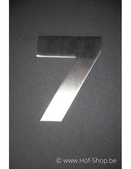 Nummer 7 met afstandshouders Design - inox 12 cm hoog