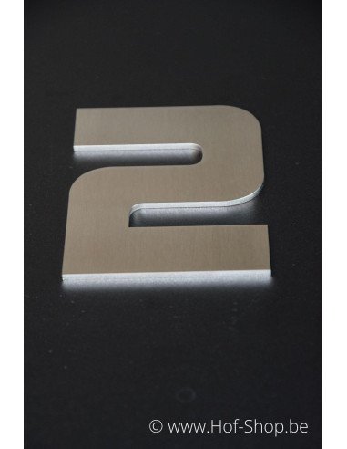 Nummer 2 met afstandshouders Design - inox 12 cm hoog