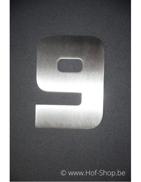 Numéro 9 avec espaceurs Design - acier inoxydable de 12 cm de haut