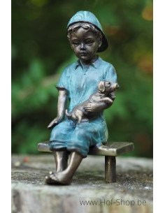 Garçon avec chein - sculpture en bronze (AN2126BRW-V)