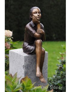 Denkend meisje - bronzen beeld (AN2207BR-B)