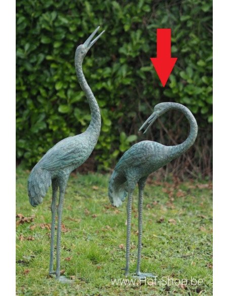 Kraanvogel met hoofd naar beneden - bronzen beeld (AN9471BR-V-F)