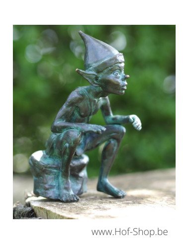 Lutin assis sur une pierre - statue en bronze (BS1405V)