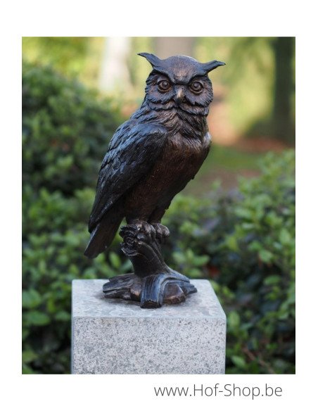 Hibou sur le tronc - statue en bronze (BS1427B)