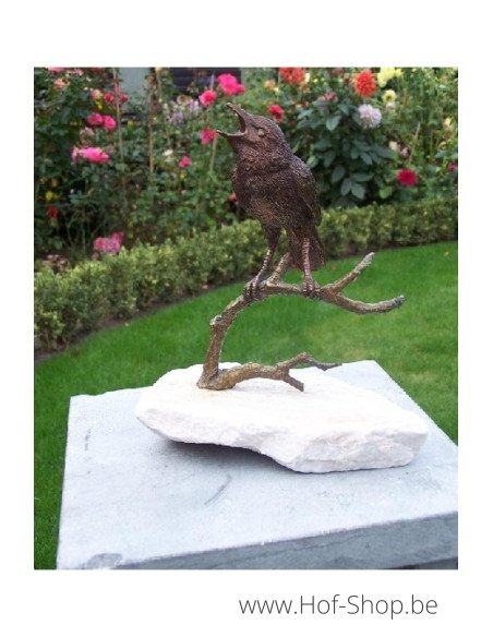 Vogel op tak - bronzen beeld (GA0400BR-B)