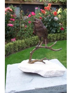 Vogel op tak - bronzen beeld (GA0400BR-B)
